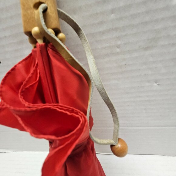 Vintage Child Kid Boy Girl Totes Umbrella Wood Wooden Dog Puppy Head Handle Red - Picture 8 of 13